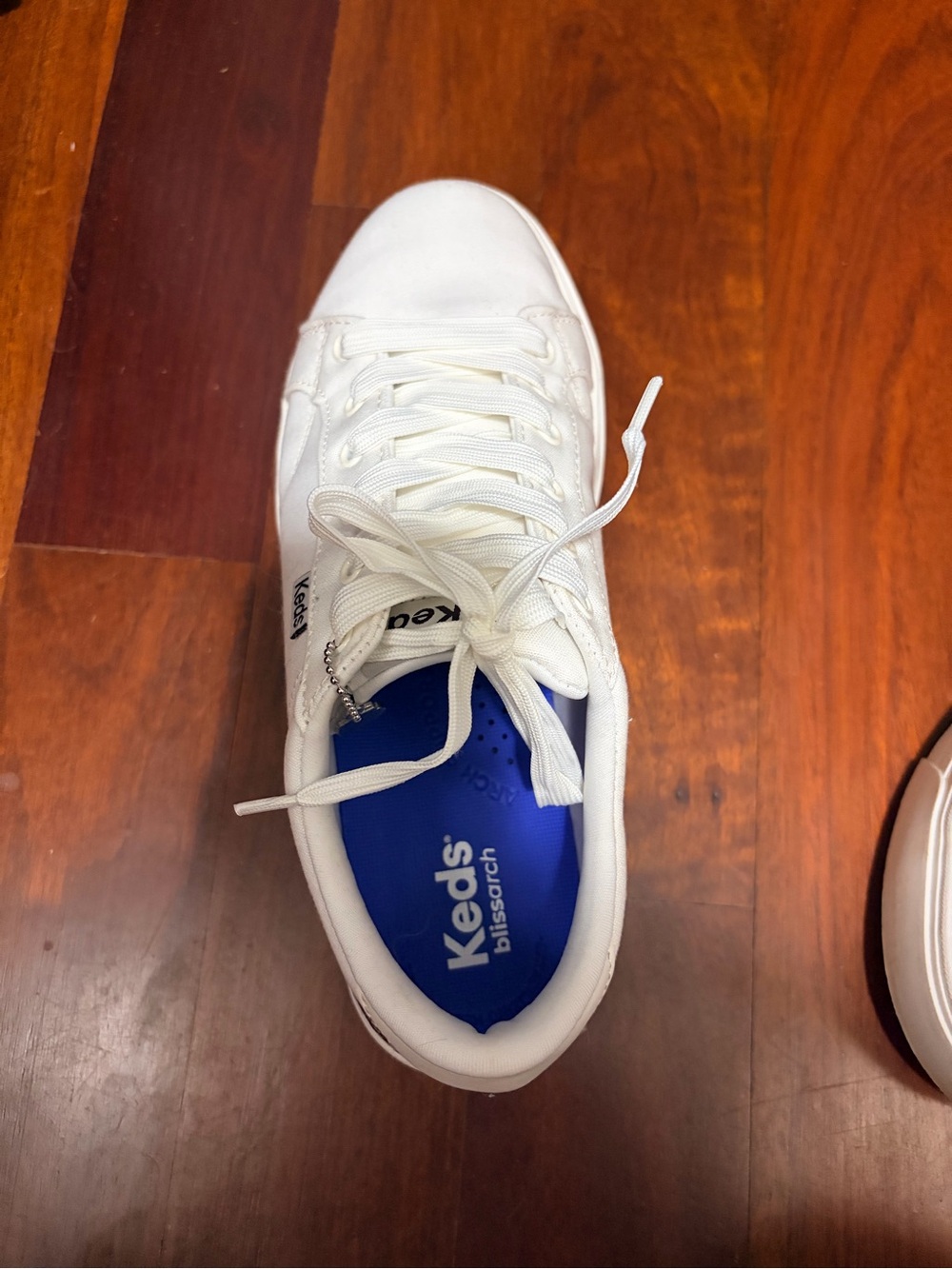 Keds White Canvas Platform Sneakers with Pink Rose Charm - Picture 7 of 10